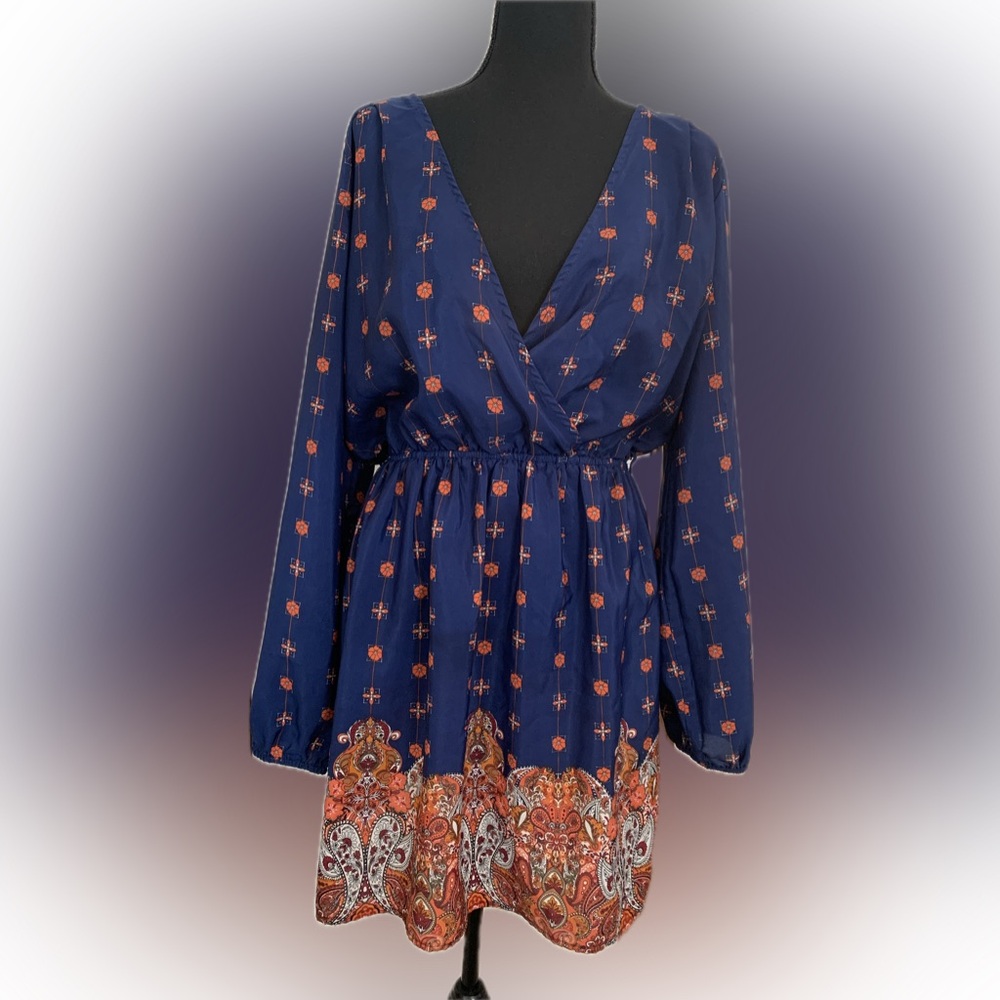 Women’s long sleeve Paisley print dress, XL